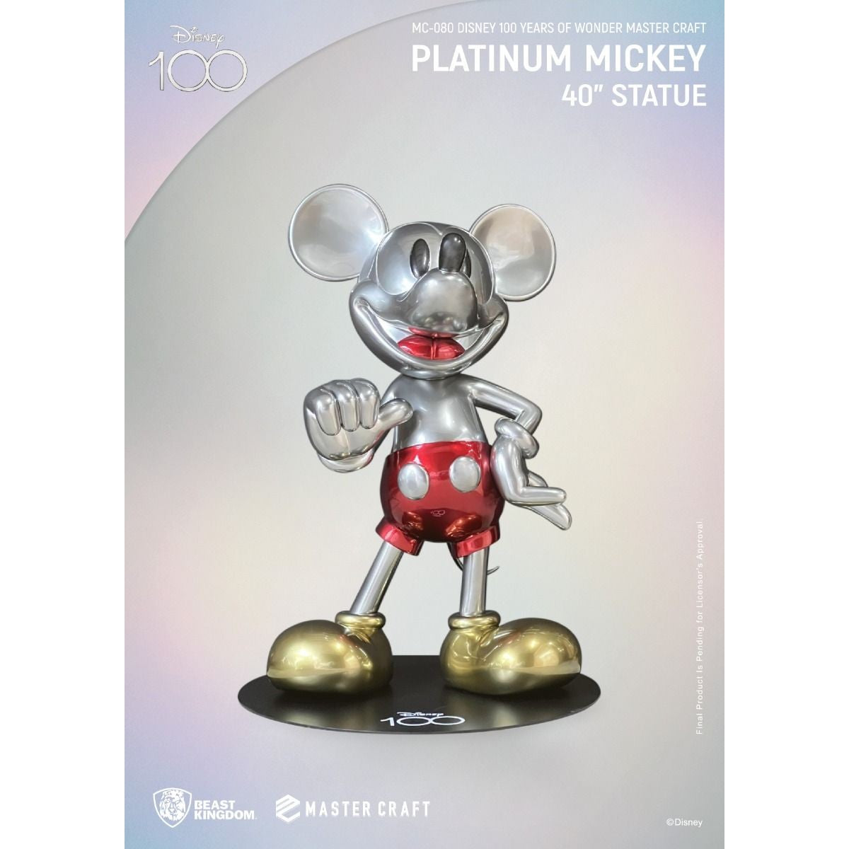 Disney 100 Years of Wonder Master Craft Platinum Mickey 40" Statue - Medaid International