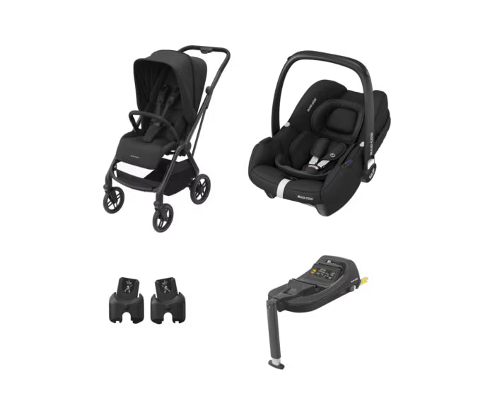 Maxi-Cosi - Leona2 (Esential Black) - 3pcs Bundle Leona2 Stroller - CabrioFix i-size Car CabrioFix i-Size Car Seat - CabrioFix i-Size Base. - Travel System