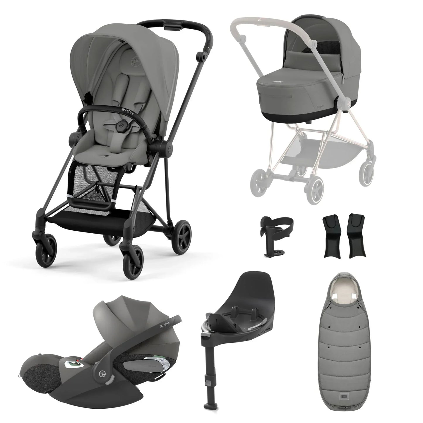 Cybex - Mios - Cloud T Car Seat - ( Bassinet,Base T & Adapters Are Optional ) - Mirage Grey - Travel System
