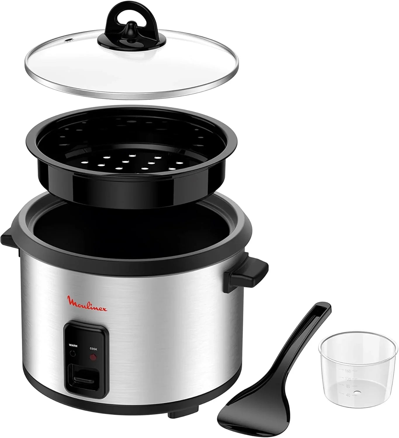 Moulinex Easy Cook Rice Cooker with Steam Basket - 1.8 Liters, 700W