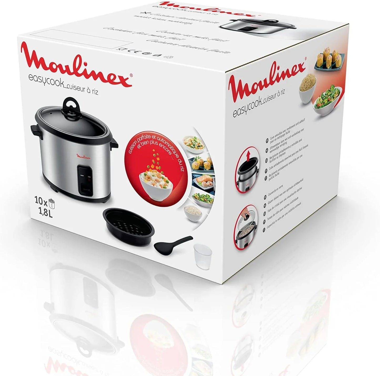 Moulinex Easy Cook Rice Cooker with Steam Basket - 1.8 Liters, 700W
