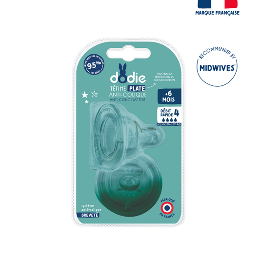 Dodie Teat Sensation+ Flat Anti-Colic Wide Neck +6 Months Silicone Flow 4 - Medaid International