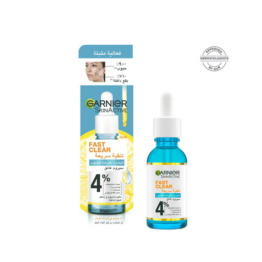 Garnier Fast Clear [4%] Salicylic Acid, Vitamin C, Niacinamide, AHA - Anti-Acne Treatment Booster Serum 30ml - Medaid International