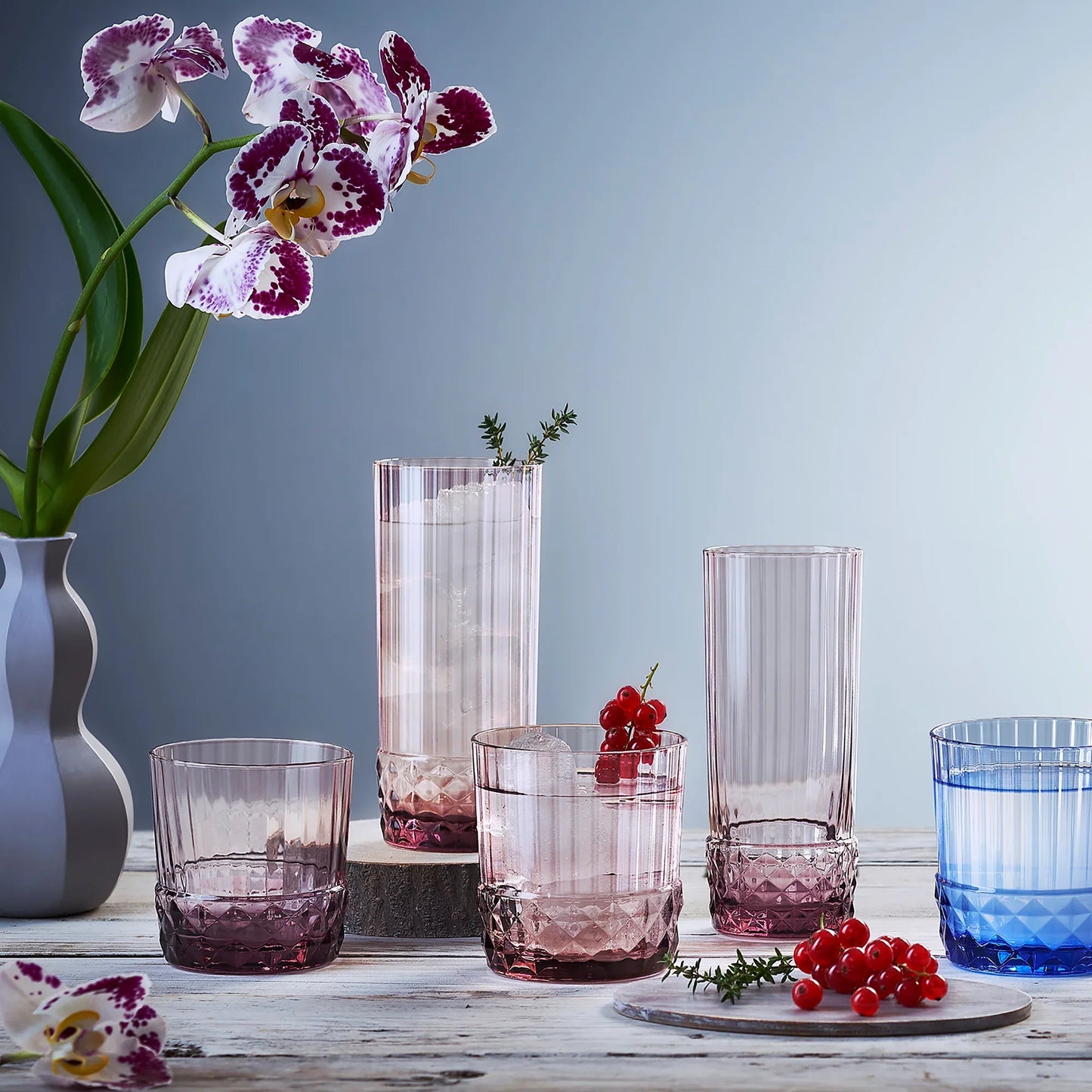 Bormioli Rocco America '20s 40cl Cooler Drinking Glasses, Lilac Rose (Set of 6)