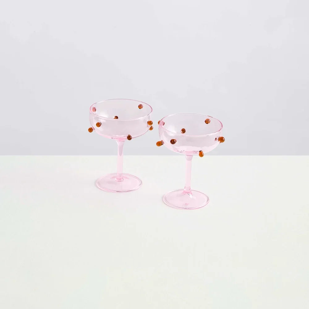 Pomponette Champagne Coupes Set of 6
