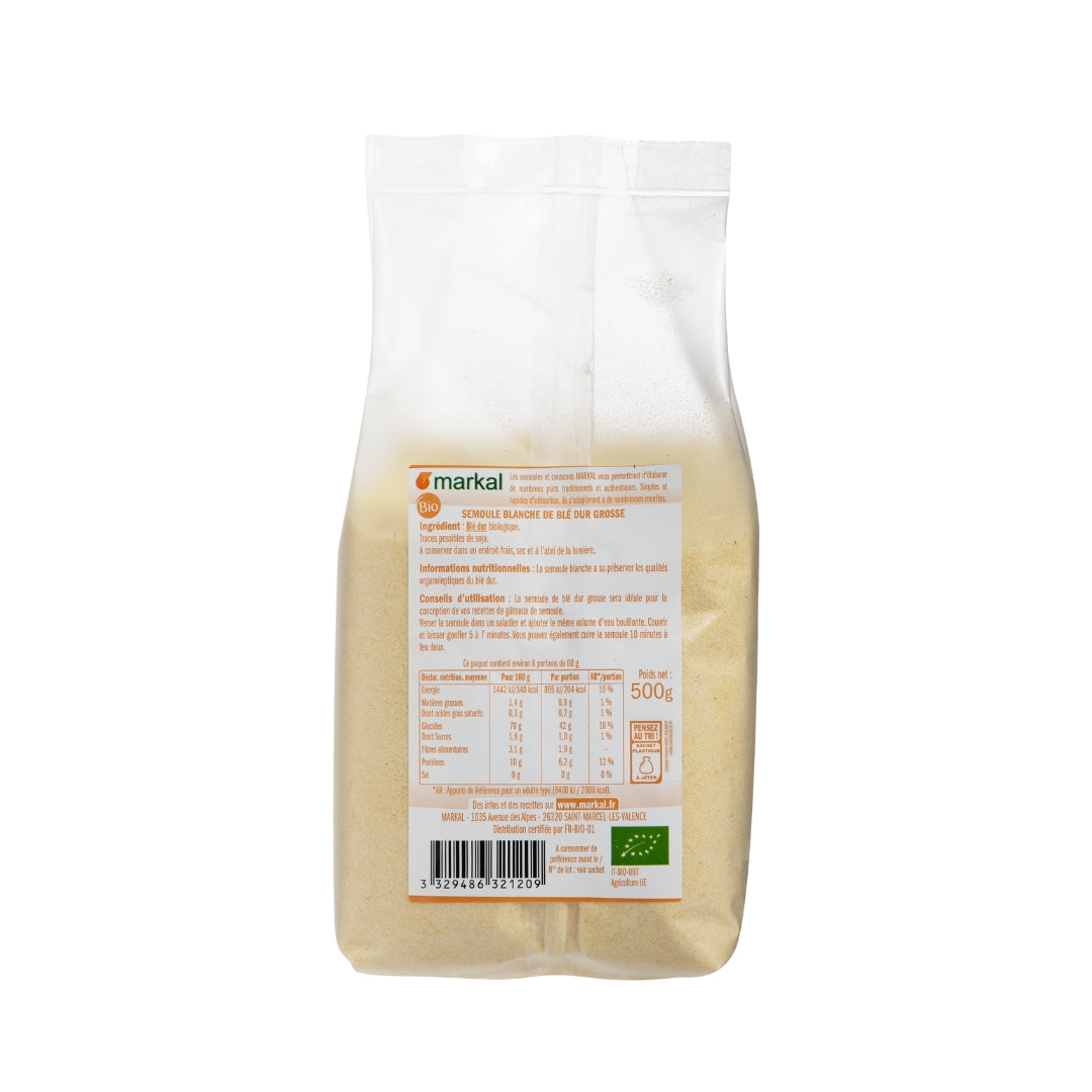 Organic Coarse White Durum Wheat Semolina - Medaid International