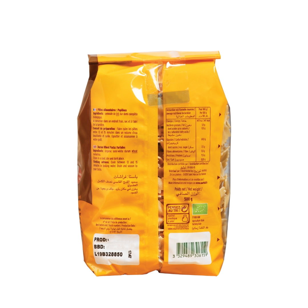 Organic Semi-Whole Farfalle Pasta - Medaid International
