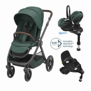Maxi-Cosi - Oxford (Essential Green) - 3pcs Bundle Oxford Stroller - CabrioFix i-size Car Seat - CabrioFix i-size Pro Base - Travel System