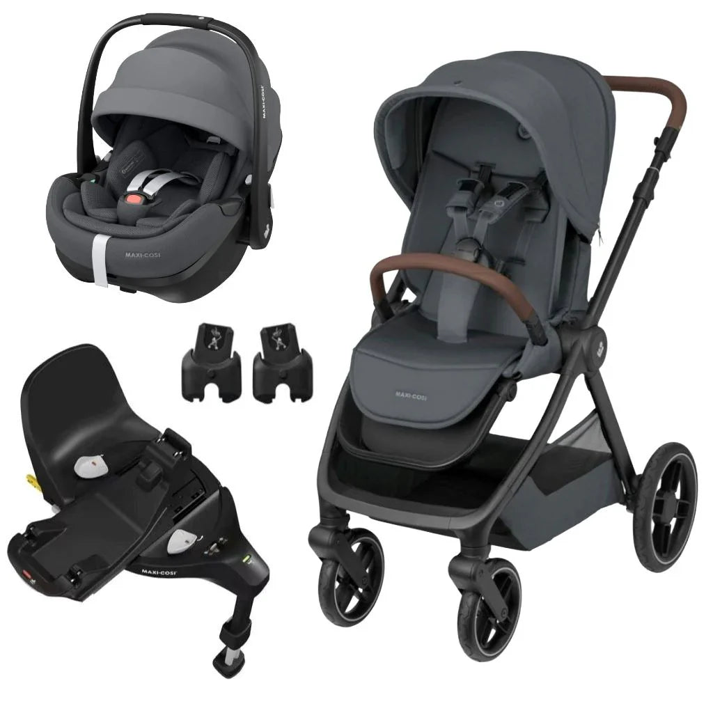 Maxi-Cosi - Oxford (Essential Graphite) - 3ocs Bundle Oxford Stroller (Pebble) - 360 Pro Car Seat - Familyfix 360 Pro Base - Travel System