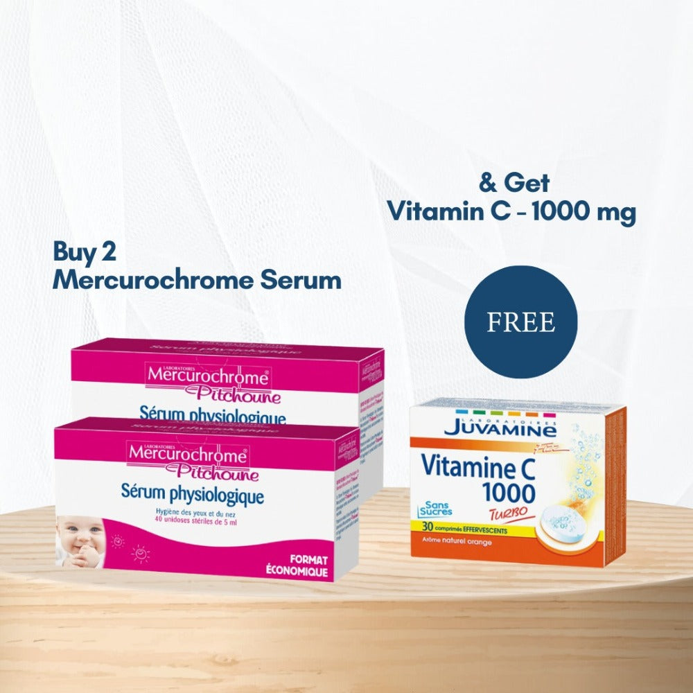Mercurochrome Serum - 40 unidoses  Buy 2 Get 1 Juvamine Vitamine C 1000 mg Effervescent Free - Medaid International