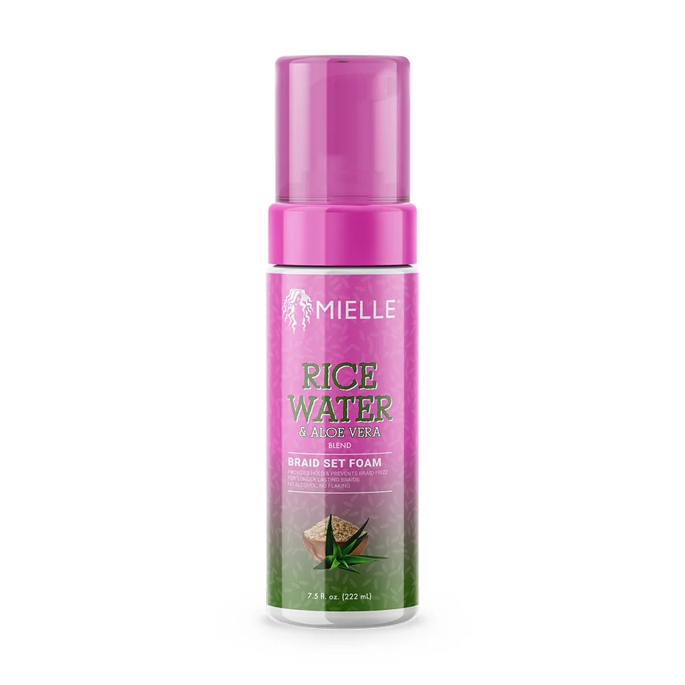 Mielle Organics Rice Water & Aloe Braid & Scalp Foam 7.5 oz - Moisturizing, Frizz Control, and Hold for Neat Braids