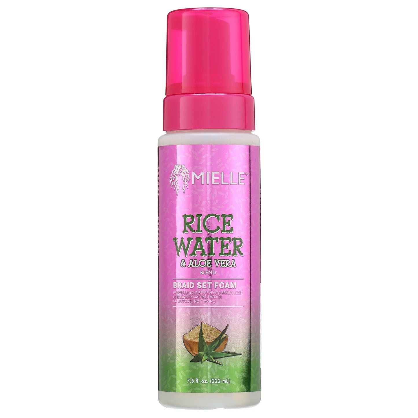 Mielle Organics Rice Water & Aloe Braid & Scalp Foam 7.5 oz - Moisturizing, Frizz Control, and Hold for Neat Braids