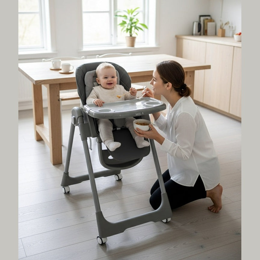 Milla - Highchair - Adjustable Reclining Seat - Grey