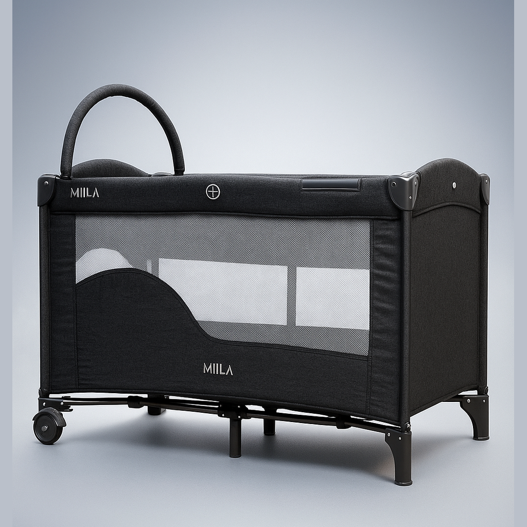 Miila - Simple Park Folding Playpen - Two Levels 120x60cm - Dark Grey
