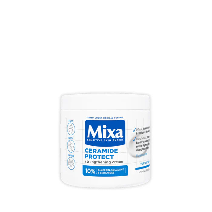 Mixa Ceramide Protect Face, Hands & Body Cream Jar For Dry, Very Dry and Sensitive Skin 400ml