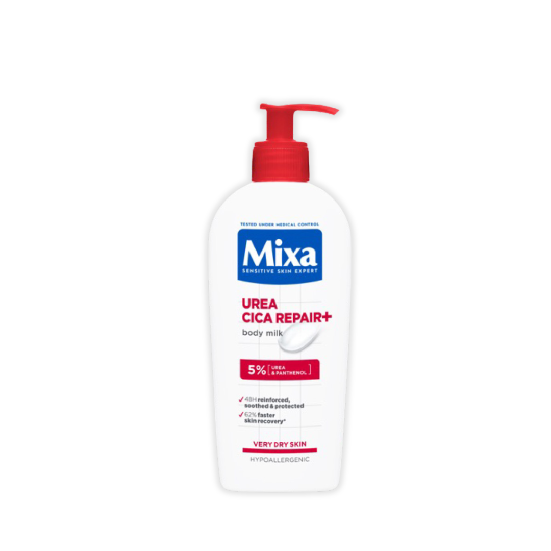 Mixa Urea Cica Repair Body Lotion - For Keratosis Pilaris, Dry, Flaky, Strawberry, Rough, & Fragile Skin & Tiny Reddish Bumps With 5% Urea and Panthenol