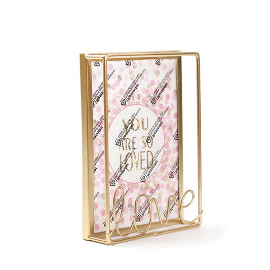 10 CM X 15 CM Modern Simple Metal Photo Frame with Letter Text Love and Transparent Face Picture Frames for Living Room Bedroom Tabletop Gold - Medaid International