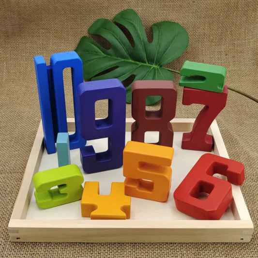 Montessori Numbers Block Educational Toy لعبة مكعبات الأرقام مونتيسوري التعليمية