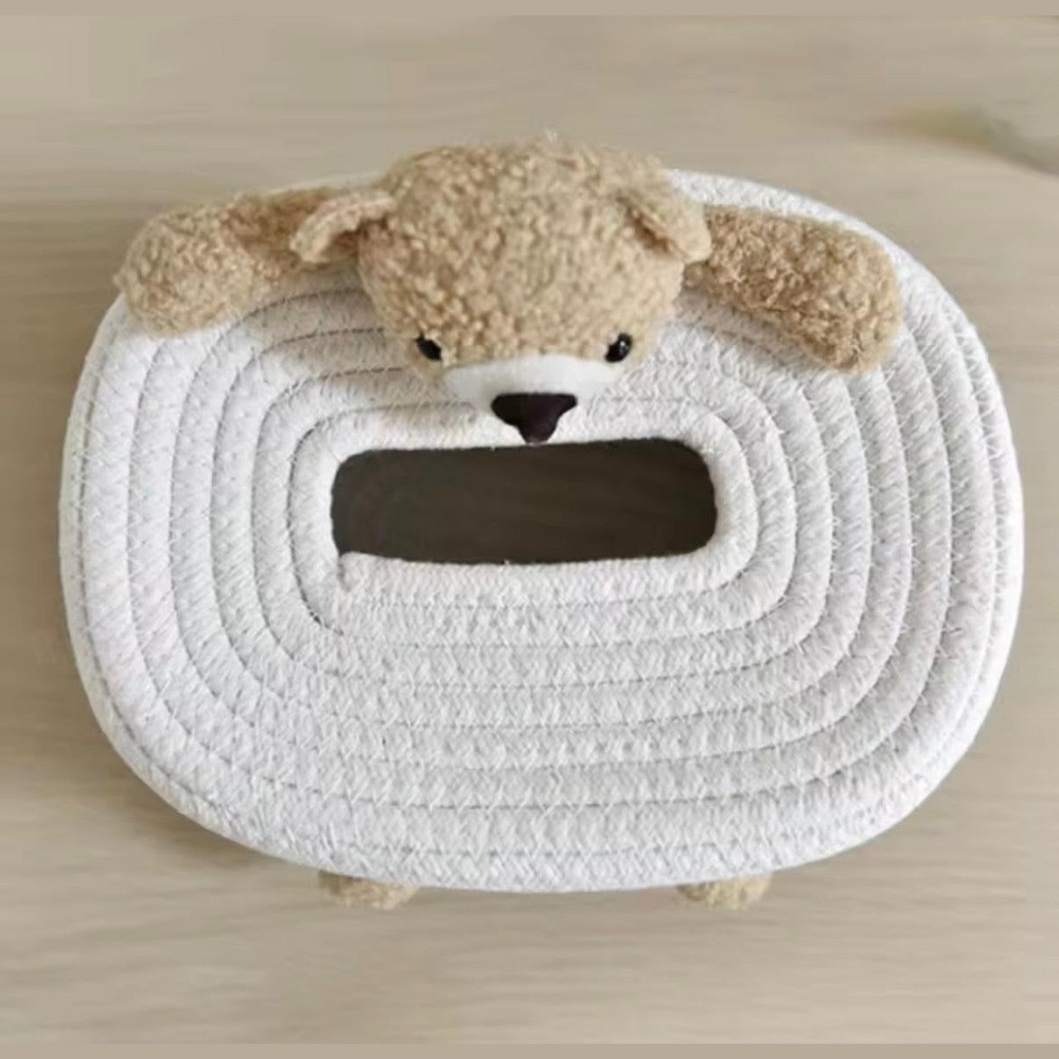 Teddy Bear Woven Tissue Box Holder