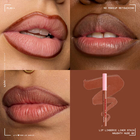NYX Lip Lingerie Lip Liner Stain Ballpoint felt tip lip liner for precise, no-bleed nude perfection in twelve shades-NAUGHTY NUDE