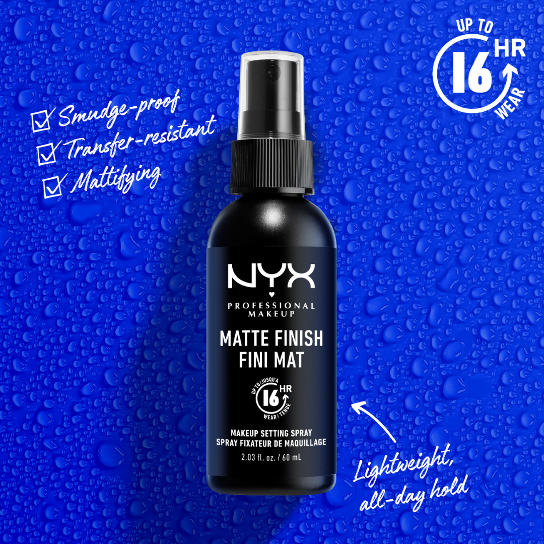 NYX Professional Makeup Setting Spray - Matte Finish, Lightweight, Long-Lasting, Extends Makeup Wear Up to 16 hours, Vegan and Cruelty Free Formula, 60ml