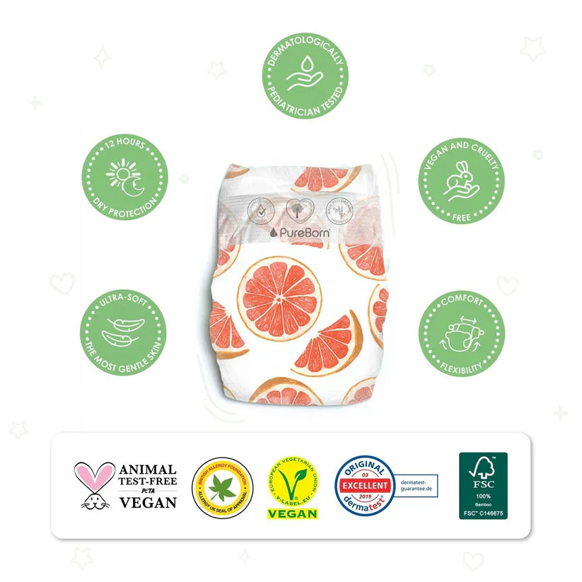 Pureborn - Organic Bamboo Diapers - Size 1