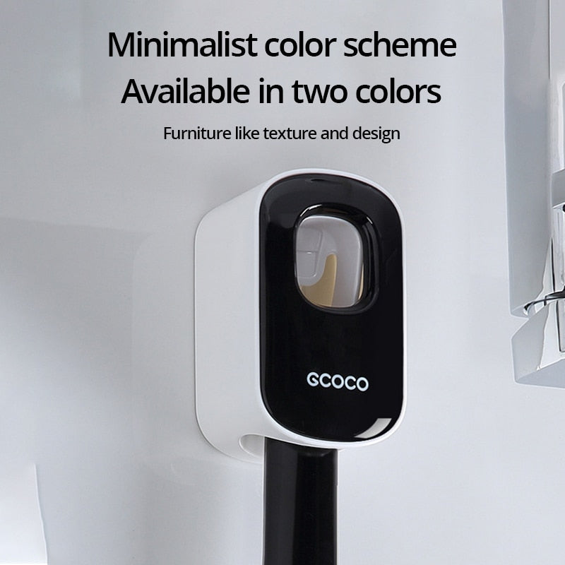 ECOCO Waterproof Toothpaste Squeezer Automatic Toothpaste Dispenser Wall Mount Bathroom Bathroom Accessories Toothbrush Holder