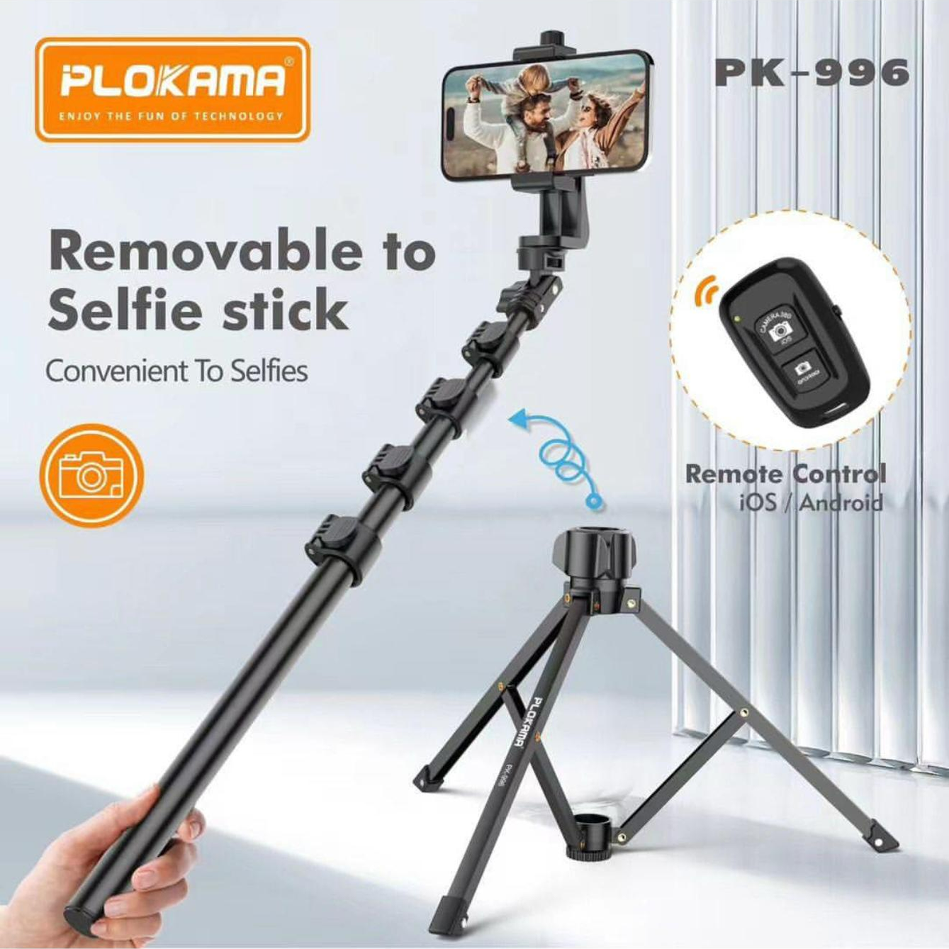 PLOKAMA PK996 Multifunctional  Bluetooth Tripod with Remote 5.5F PK996