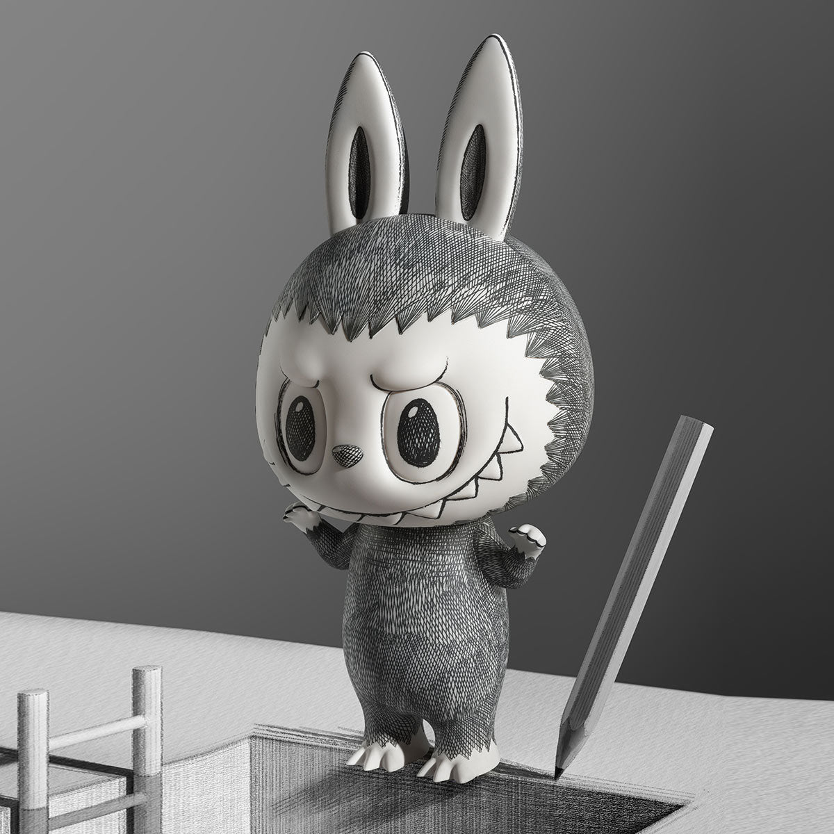Mega Labubu Sketch 400% Figure By POP Mart - Medaid International