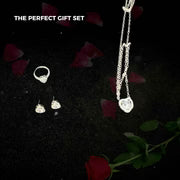 Metal Rose With Luxury Zircon Pendant Necklaces Flower Valentine Gift Set