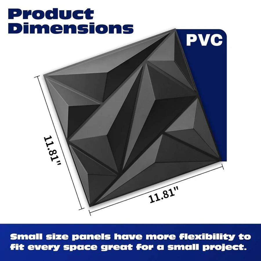PVC 3D Black Diamond Wall Panels