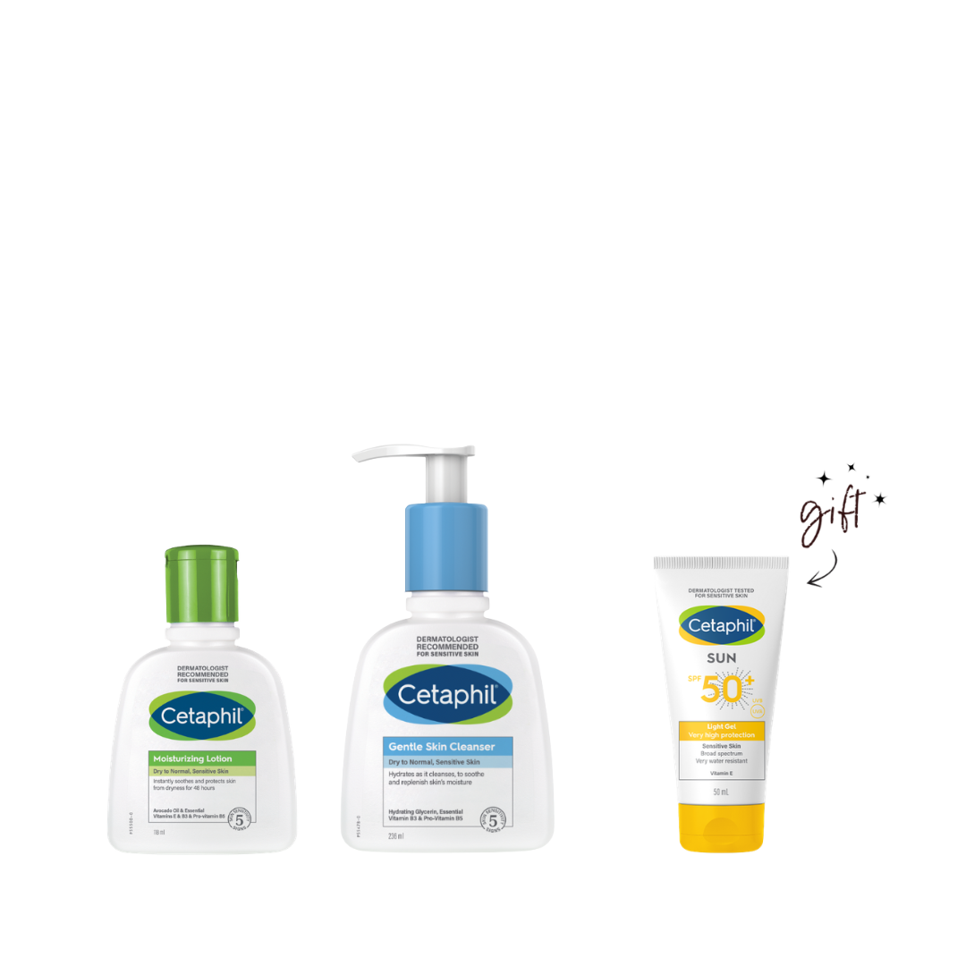 Cetaphil Moisturizing Lotion & Cleanser + Free Sunscreen Bundle