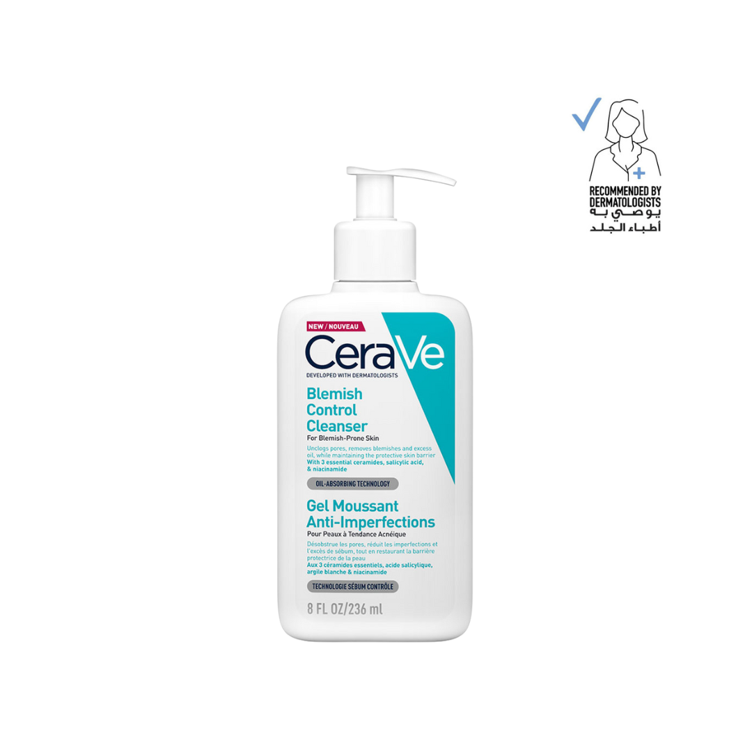 CeraVe Blemish Control Cleanser Face Wash For Acne & Blemish Prone Skin with 2% Salicylic Acid, Niacinamide and Ceramides 236ml