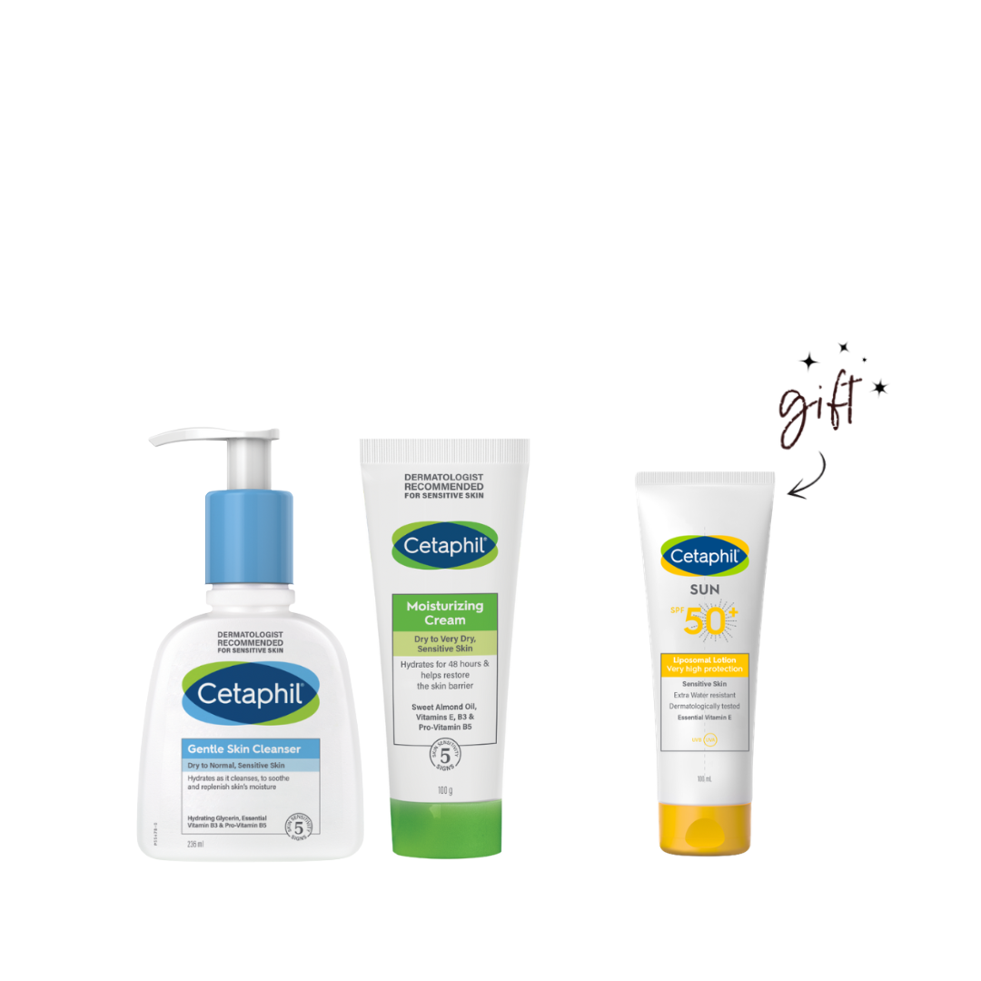Cetaphil Gentle Skin Cleanser & Moisturizer Bundle + Free Lotion