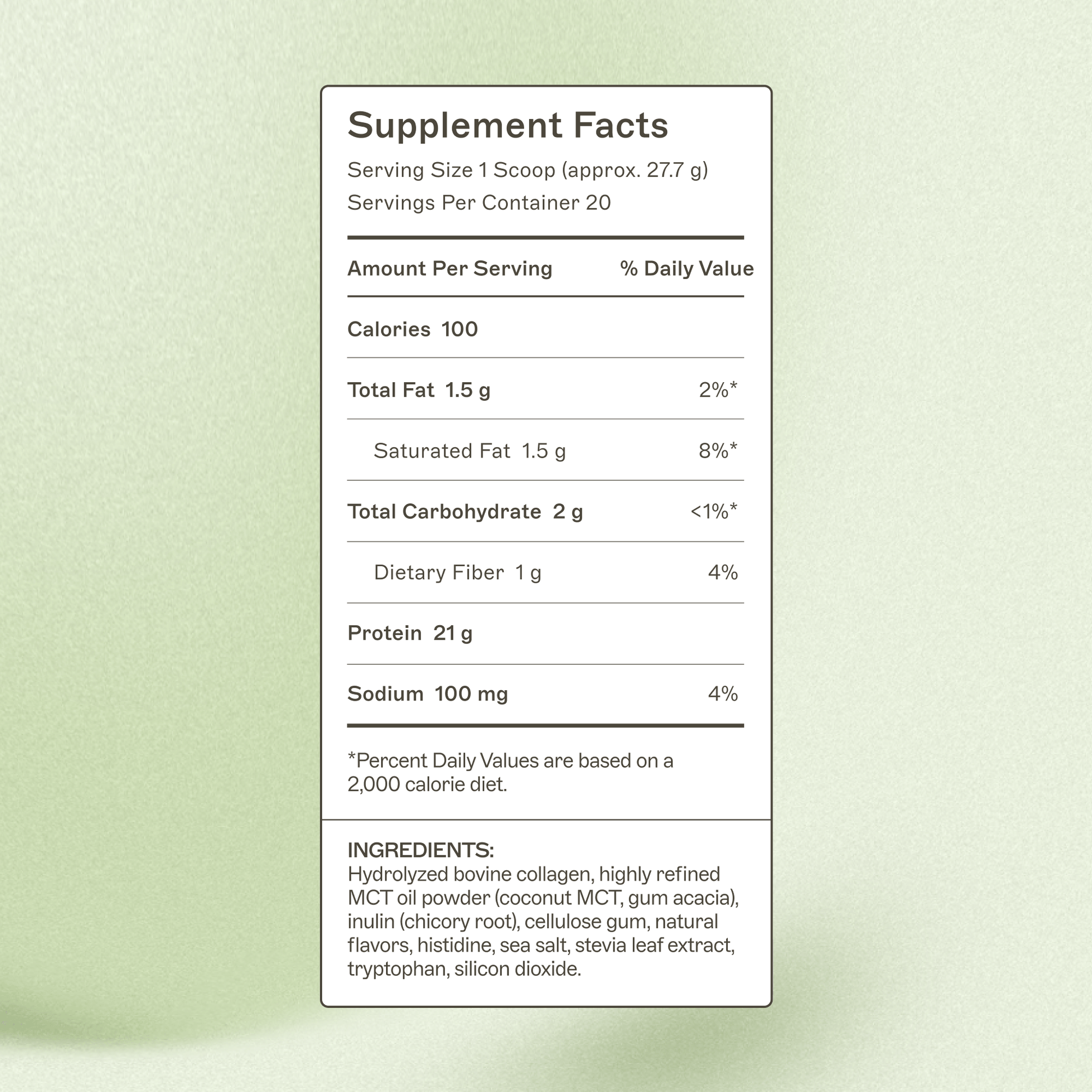 Paleo Protein Vanilla Bean Supplement Facts Panel