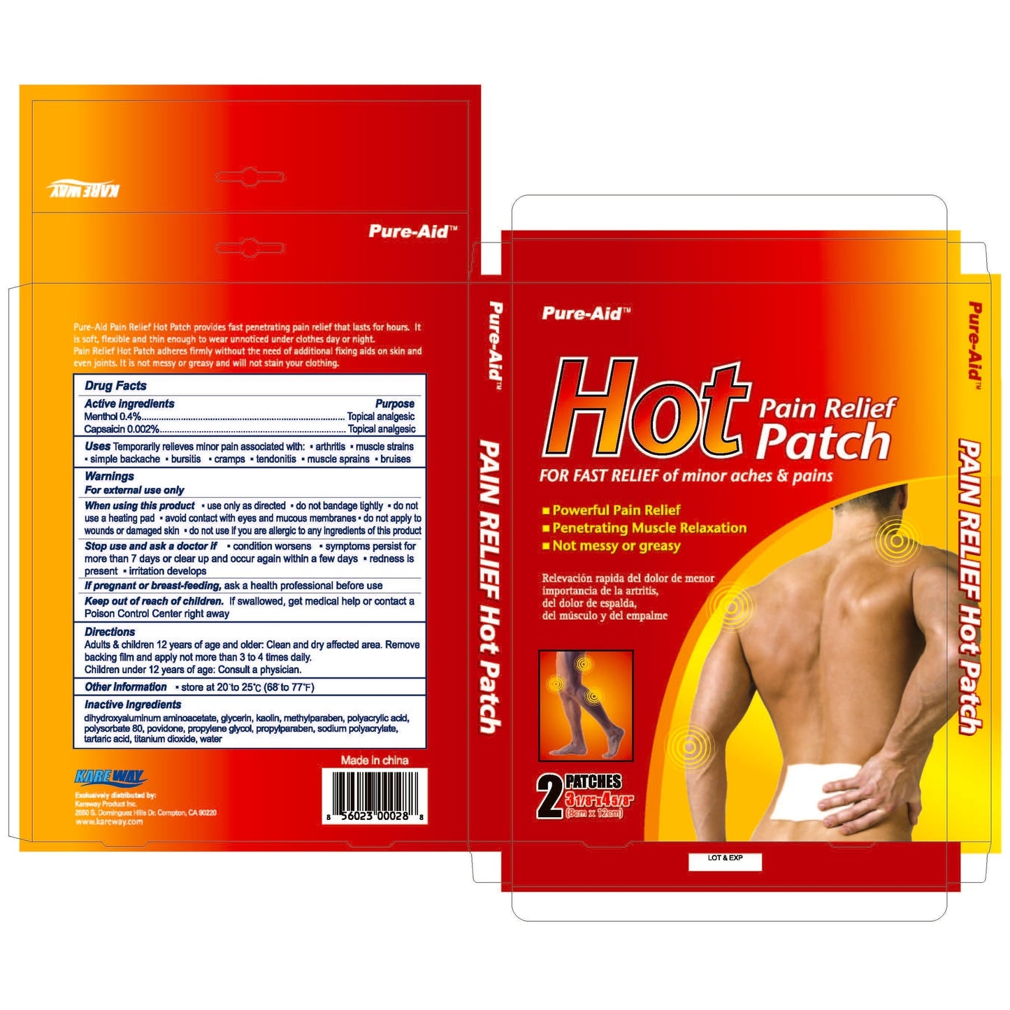Pure-Aid Pain relief Hot Patch - Medaid - Lebanon