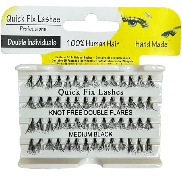 QUICK FIX LASHES KNOT FREE DOUBLE FLARES MEDIUM BLACK - Medaid International