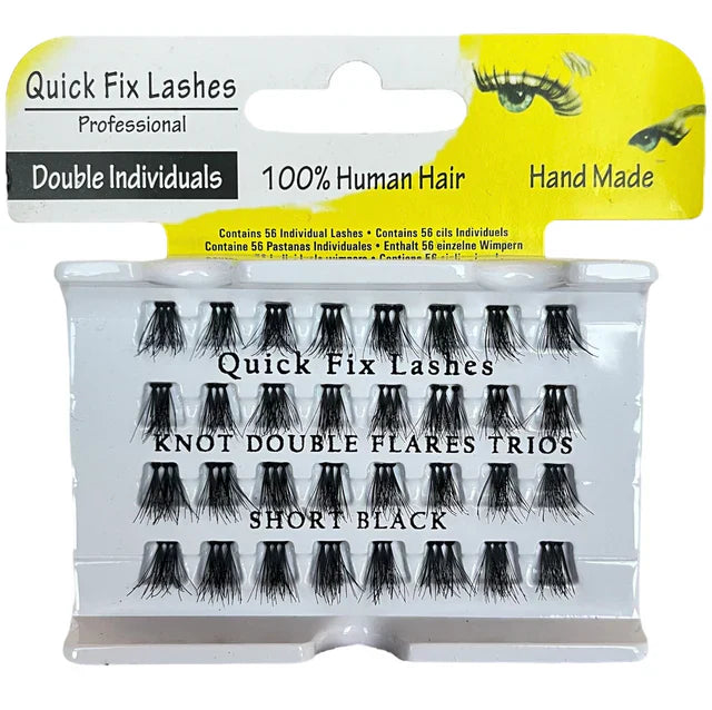 QUICK FIX LASHES TRIOS KNOT INDIVIDUALS DOUBLE FLARES TRIOS SHORT BLACK - Medaid International