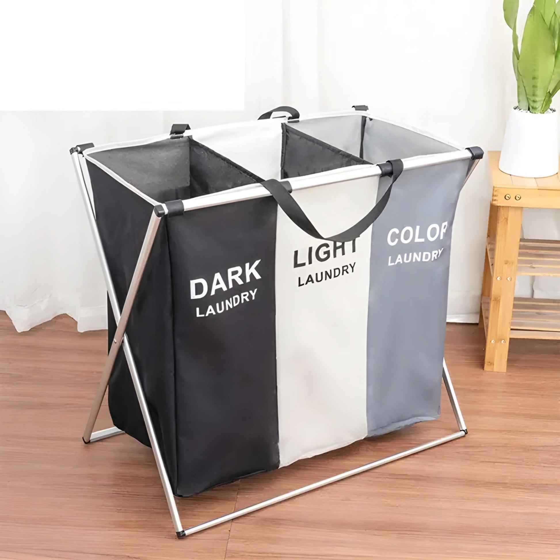 LAUNDRY BASKET WITH 3 COMPARTMENTS