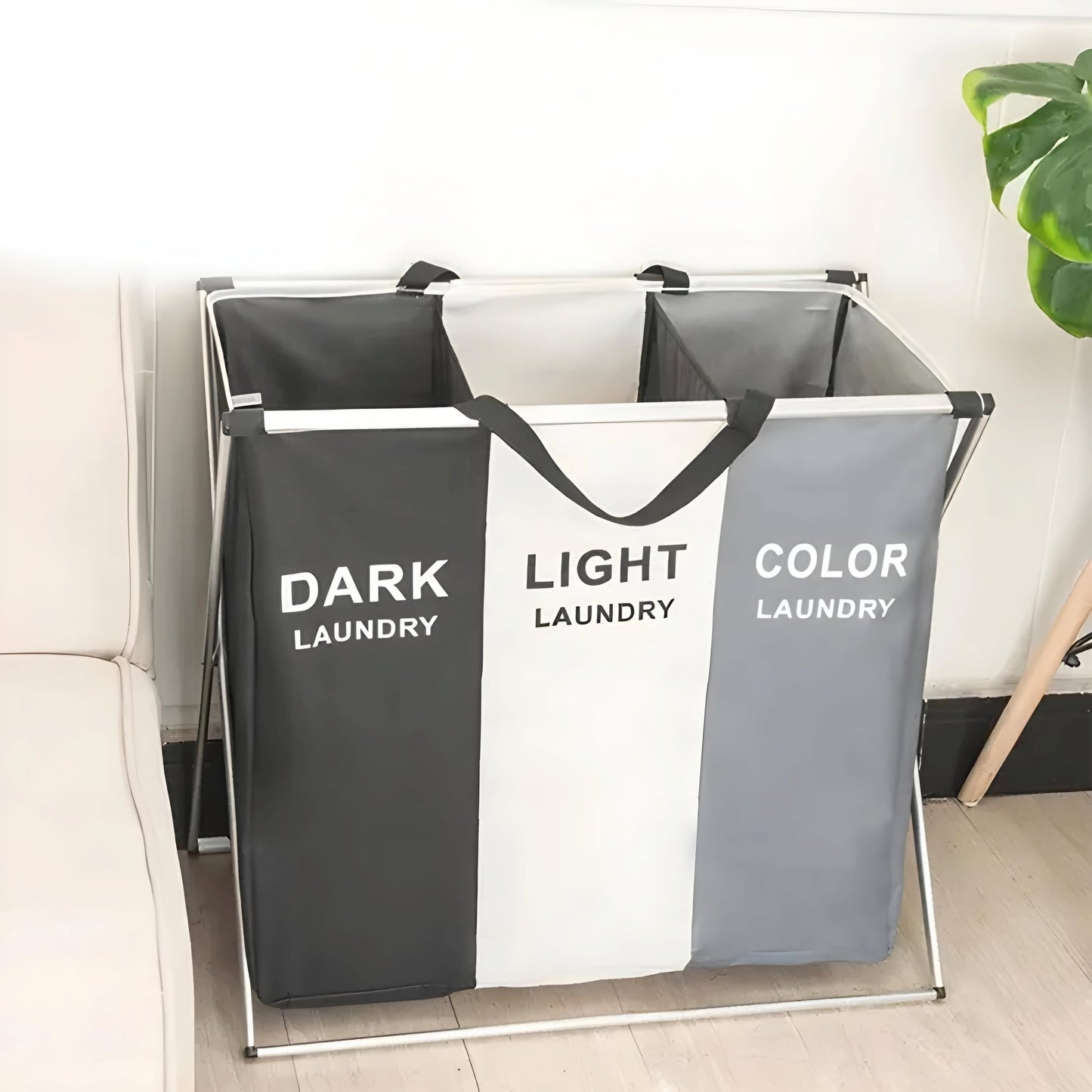 LAUNDRY BASKET WITH 3 COMPARTMENTS