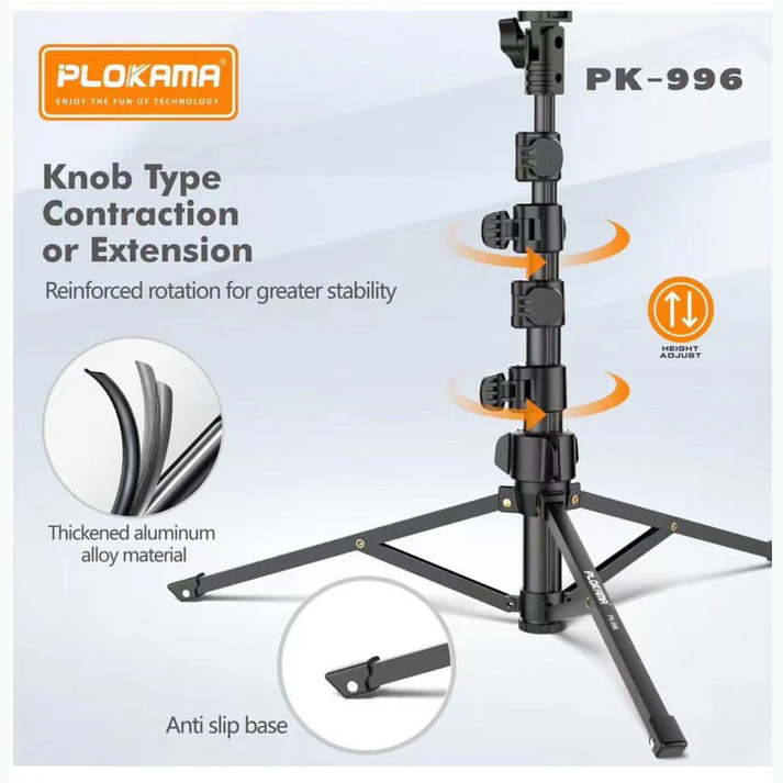 PLOKAMA PK996 Multifunctional  Bluetooth Tripod with Remote 5.5F PK996