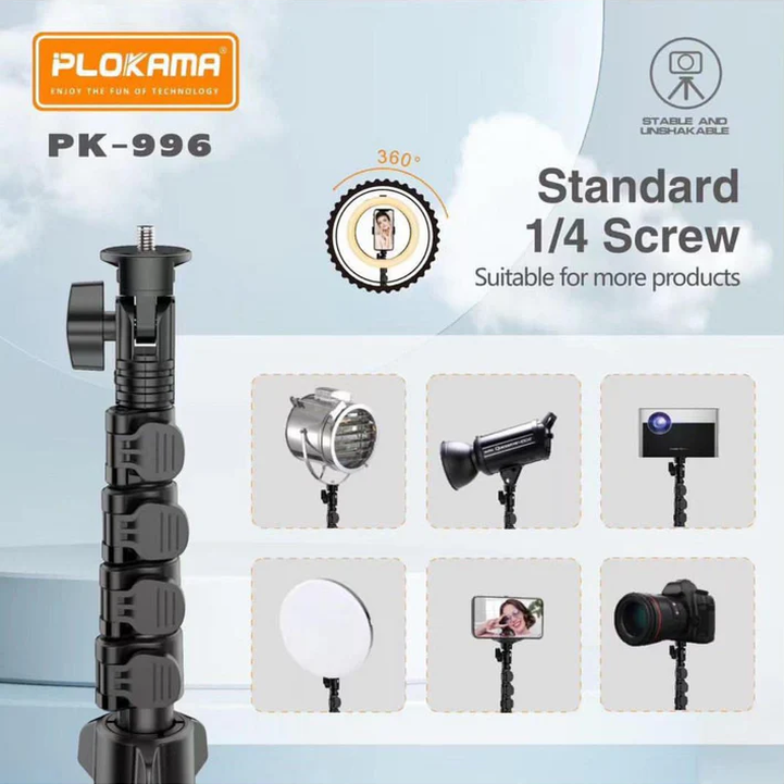 PLOKAMA PK996 Multifunctional  Bluetooth Tripod with Remote 5.5F PK996