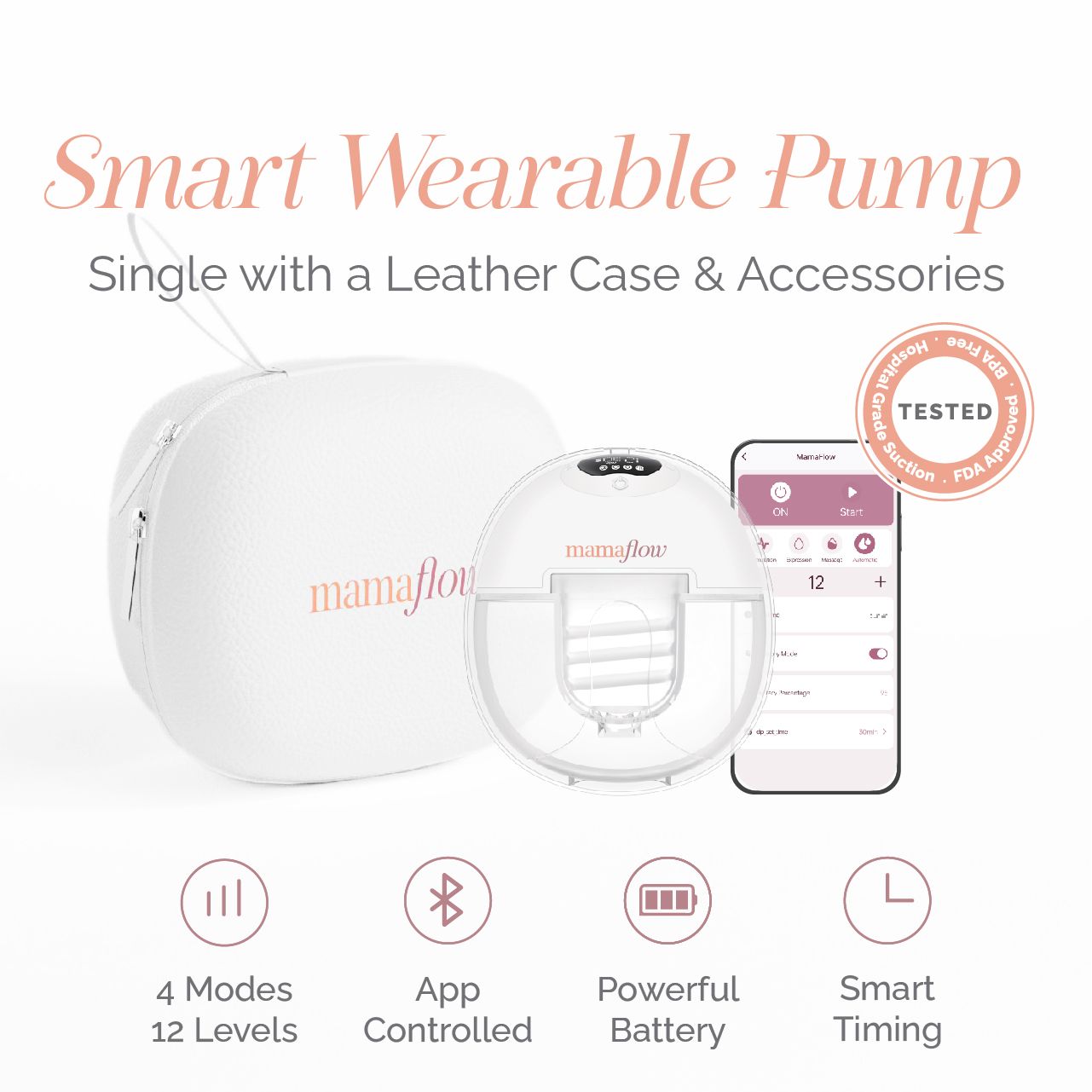 MamaFlow Single Smart Wearable Breast Pump with Case