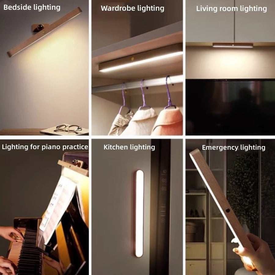 Touch Night Light, 360° Rotatable Magnetic Light, Rechargeable LED Light, Portable Stair Night Light, Wooden Wall Light