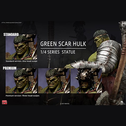 Marvel  Comics Green Scar Hulk on Throne 1/4 Statue (Premium Edition) By Queen Studios - Medaid International