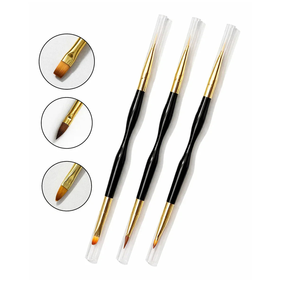 Ruby Beauty Professional Nail Art Brush Set – 3 Precision Gel Brushes rb-076