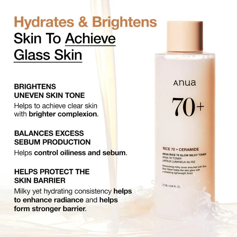 Anua RICE 70 GLOW MILKY TONER 250 ML