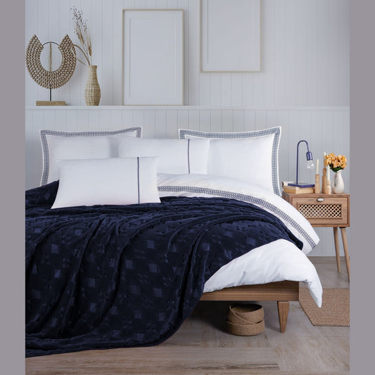 7 pieces Royal Embroidered Set  Navy