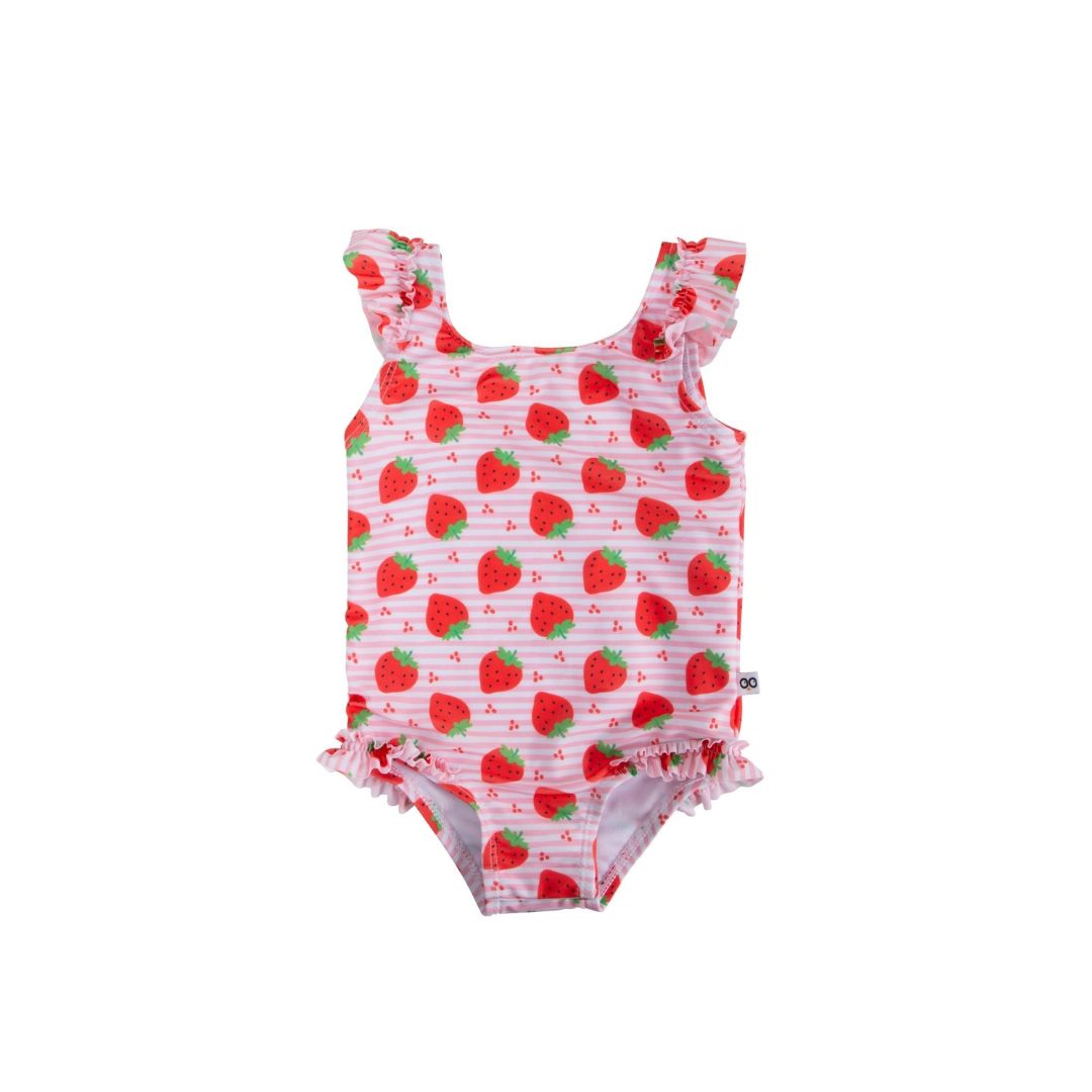 Zoocchini - Baby Ruffled Swim Suit - Strawberry - Pink