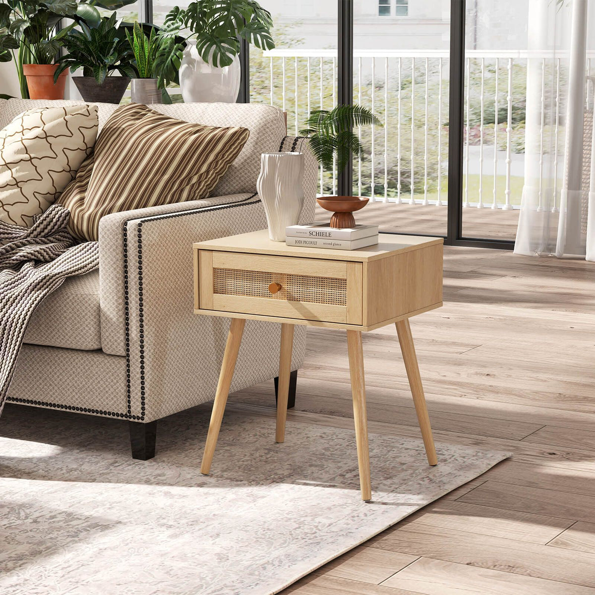Costway Set of 2 Rattan Nightstand Bedside Table